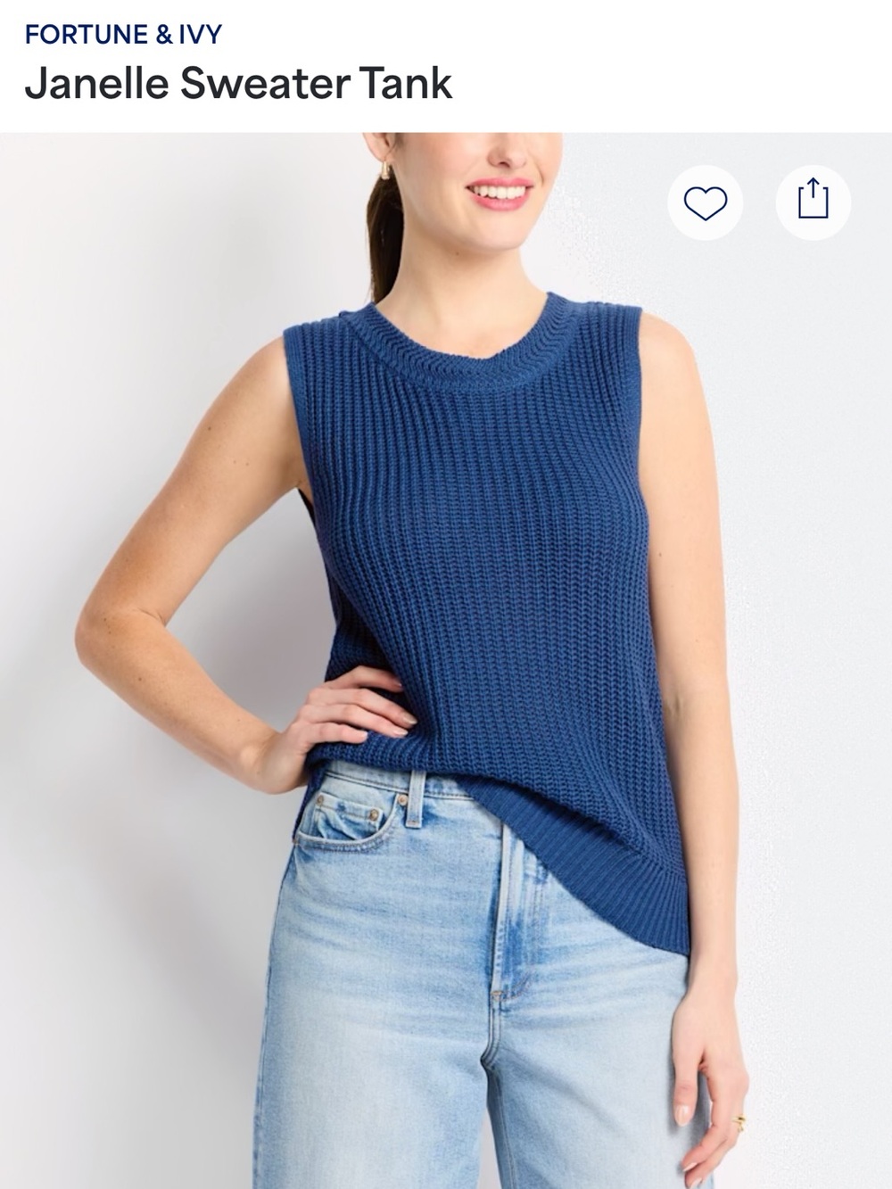 FORTUNE & IVY Janelle Sweater Tank